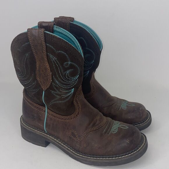 Ariat Fatbaby Boots Women Size 7 B Brown Leather Western Cowboy 10016238 Pull On - Picture 1 of 11